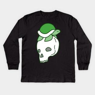 Green Skull Turtle Kids Long Sleeve T-Shirt